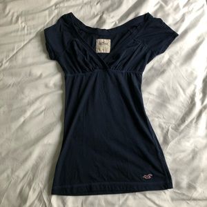 Navy V Neck Top